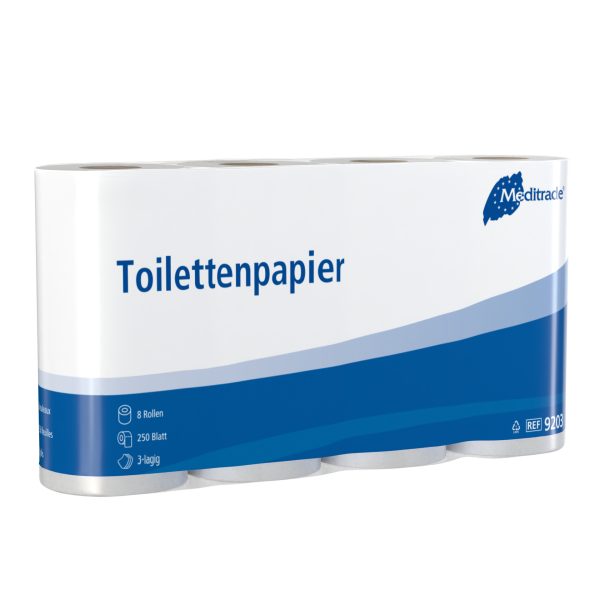 Toilettenpapier 3-lagig - 250 Blatt | 8 Rollen