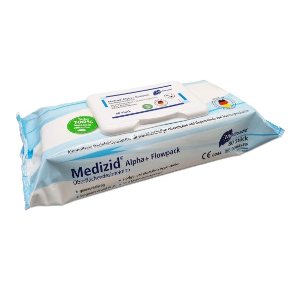 Medizid Alpha+ Flowpack - alkoholfrei | 80 Tücher